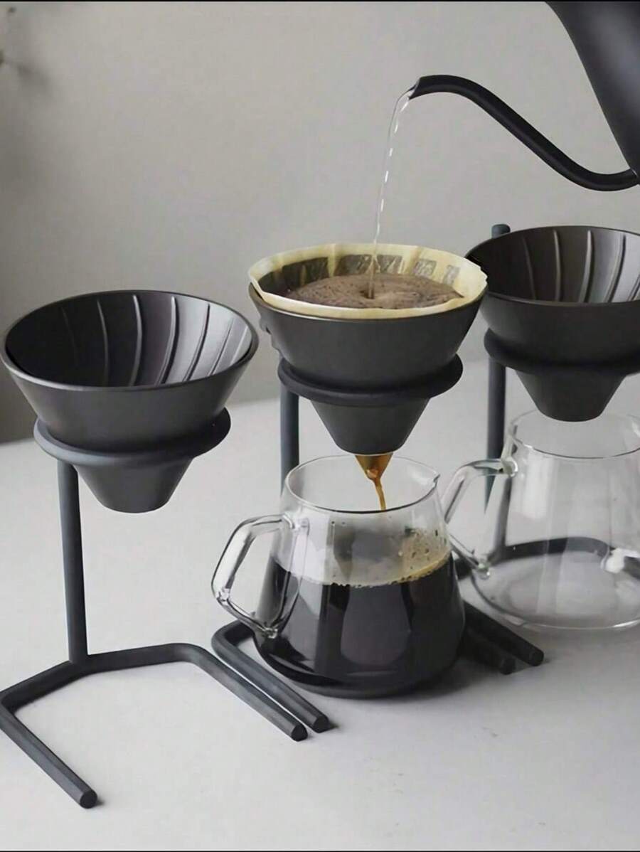 Conjunto Completo de Cafeteira Preparada à Mão, Utensílios Filtro Xícara de Papel, Café de Entrada para Casa, Garrafa Compartilhada de Vidro com Suporte, Cafeteira Portátil, Adequado para Casa, Escritório, Uso Externo, Volta às Aulas - Multicolorido - Visão 1