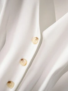 CosyJoli Plus Size Women V-Neck Schiffy Lantern Sleeve Single-Breasted Open Front Blazer, Casual,Slightly Sheer In Fall/Winter - White - View 3