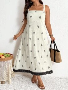 SHEIN Frenchy Robe d'été décontractée sans manches avec imprimé tout-sur-tout pour grandes tailles - Nude - Voir 5