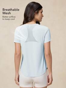 OutZeal SunProof UPF50+ 女款清凉速干防晒短袖T恤 - 藍色 - 查看 2