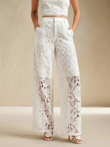 Anewsta 女士优雅约会之夜白色多层花卉蕾丝裤 - 白色 - 查看 5