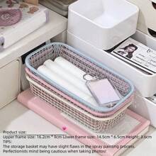 1/2 piezas de cesta de almacenamiento de hierro con estilo Ins de color crema, organizador de escritorio simple para maquillaje, almacenamiento de suministros de oficina, de regreso a la escuela, artículos de boda, decoraciones florales, cosas de casa, mesa, decoraciones para el hogar, organización y almacenamiento del hogar, decoración de habitación, decoración de dormitorio