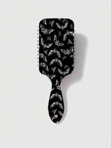 ROMWE Grunge Punk 1047780 Bat Pattern Air Cushion Detangling Hair Brush, Square Air Chamber Comb To Prevent Tangling, Halloween - Black - View 1