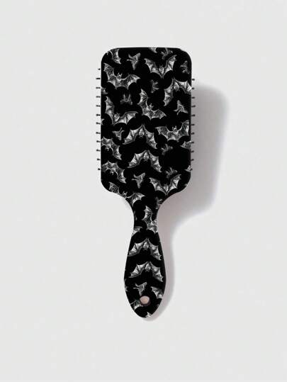 Grunge Punk Spazzola per capelli con cuscinetto d'aria a motivo pipistrello, 1047780, pettine con camera d'aria quadrata per prevenire l'aggrovigliamento, Ognissanti