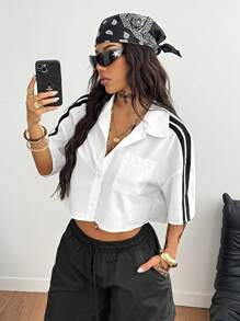 Coolane Lễ hội mùa hè dành cho nữ Cặp đôi cùng phong cách Đồng quê hòa nhạc Thể thao Cổ điển Grunge Trang phục hàng ngày Áo crop top họa tiết trang trí họa tiết báo Y2K - trắng - Xem 4