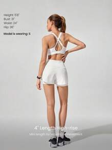 GLOWMODE Quần short chạy bộ 4'' Pocket Max VitalSwift siêu nhẹ, nhanh khô, nhiều túi, cạp cao, có dây rút, có thể điều chỉnh, có quần lót chống mùi, tập luyện, chạy bộ - trắng - Xem 3