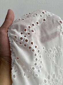 Elenzga Vestido de mujer talla grande elegante con diseño de cuello de camisa bordado en 3D, manga abullonada, y pretina acampanada. Versátil y con estilo, nueva llegada primavera/verano 2025