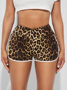 SHEIN SXY 夏日街头时尚豹纹牛仔热裤 - 彩色 - 查看 5