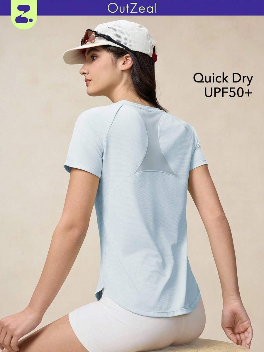 OutZeal SunProof UPF50+ 女款清凉速干防晒短袖T恤 - 藍色 - 查看 1