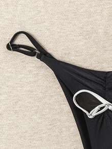 SHEIN Swim 2 pezzi Pezzo sotto bikini con laccetti regolabili e arricciature laterali, colore unito, adatto per spiaggia e vacanze estive per donne