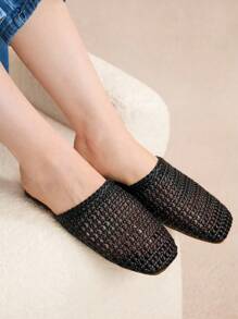 Rosivie 女士时尚黑色平底凉鞋 - 黑色 - 查看 10