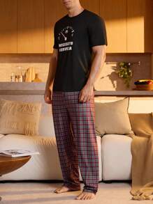 Manfinity Underwear&Sleepwear Basics Men's Black Knitted Fabric Short Sleeve Round Neck T-Shirt With Funny 'I Need Beer' Graphic Print, Ideal Regular Fit Casual Loungewear