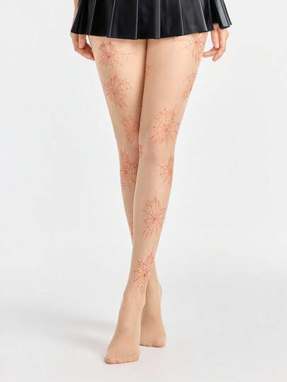 Grunge Punk جوارب طويلة بنمط شبكة العنكبوت، للهالوين