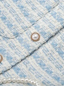 INAWLY Women's Elegant Commuting Daily Button-Up Cropped Jacket Fall Winter Cloth For Women - Blue - View 4