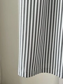 SHEIN MOOSTA 大码女式条纹抽绳腰宽松休闲阔腿裤 - 彩色 - 查看 3