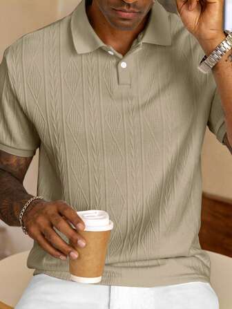 SHEINxLarissa&André Manfinity Homme Manfinity Men's Textured Design Polo Shirt