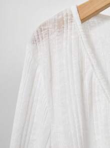 INAWLY Casual Solid Color Front Tie Semi-Sheer Cardigan Fall Winter Cloth For Women