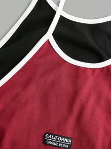 SHEIN ICON Set de 2 piezas Top Y2K halter con bloque de color y rayas con cordón lateral talla grande - Burdeos - Ver 8