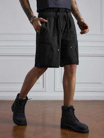 Street Life Herren einfarbige Shorts mit Tunnelzug in Taille, locker und lässig