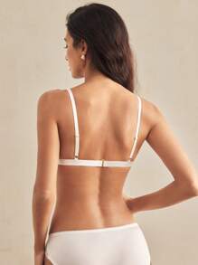 Charlaine Contrast Mesh Triangle Bralette Lingerie - White - View 2