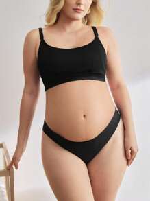 BloomMama 加大码孕妇哺乳文胸 - 荷叶边松紧带 + 前双开口