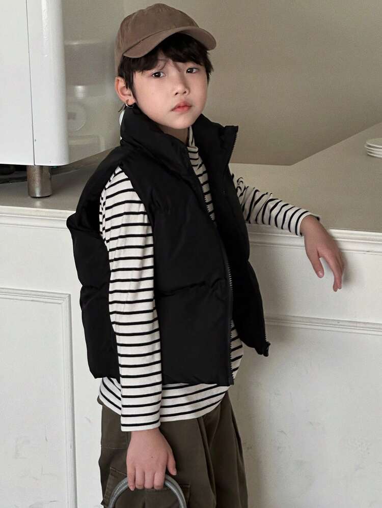 Tween Boys Fall Padded Coat For Boys, Vest For Winter