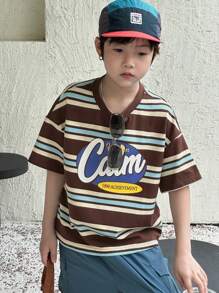 DAZY Tween Boy Round Neck Striped Print Short Sleeve T-Shirt, Summer, Back To School Clothes - Multicolor - View 5