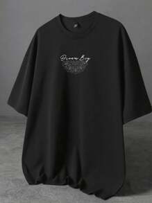 Manfinity Homme Schul-Kleidung Jungen Herren Herren Lässiges grafisch bedrucktes Rundhals Kurzarm T-Shirt, Sommer Oversized T-Shirt Herren Grafik Herren Slogan Grafik Drop Shoulder Tee Dream Big T-Shirt Drop Shoulder Bedrucktes T-Shirt für Herren, 2000er Jahre Stil