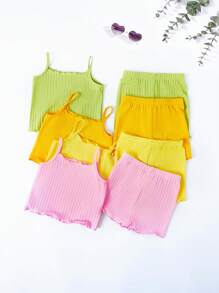 Set Bayi Perempuan Lettuce Trim Rib-Knit Plain - MultiWarna - View 11