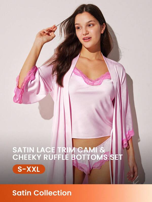 LUVLETTE Femei sexy satin mătăsos luxos dantelă tricou V-neck camisol top și pantaloni scurți aerisiți lenjerie de casă pijama set lenjerie intimă