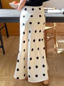 DAZY Women's Polka Dot Wrap-Around Mid-Length Skirt