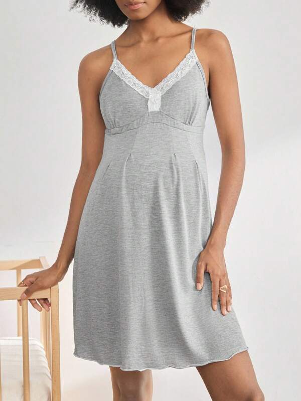 BloomMama Vestido informal de maternidad sin mangas con parches de encaje para usar en casa en verano