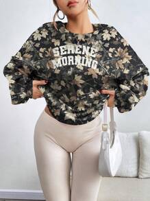 INAWLY Sudadera casual de mujer con cuello redondo y manga larga con estampado de letras