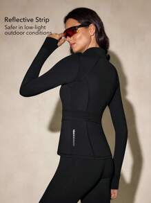 OutZeal 女式吸汗收腹修身拉链口袋运动夹克健身上衣