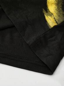 PAVTROS Manfinity Streetrush 男士两件套圆领短袖T恤和短裤套装，男士抽绳松紧腰印花纯色短裤，日常时尚印花十字条纹渐变撞色印花图案，黑色短袖T恤和短裤套装，简约条纹图形印花T恤套装，时尚T恤和短裤套装，适合所有季节的日常休闲装，休闲通勤装，通勤日常休闲装，男友礼物。 - 黑色 - 查看 5