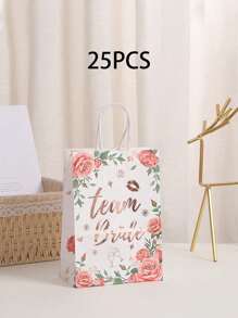 4/12/20/25 Pcs Rose Gold Foil Flower Gift Bags, Suitable For Wedding, Bridal Shower, Birthday, Business Shopping, Party Favors, Graduation - Multicolor Paper Bags, Applicable For Festivals, Class Reunions, Parties And Various Occasions - Multicolor - View 7