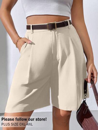 Auralis Plus-Size Summer Solid Shorts Back To School Teacher