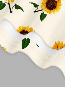 SHEIN EZwear Casual Minimalist Full-Print Sunflower Pattern Slim Fit Spaghetti Strap Maxi Dress, Suitable For Summer Suitable For Going Out Chic Dress - Multicolor - View 4