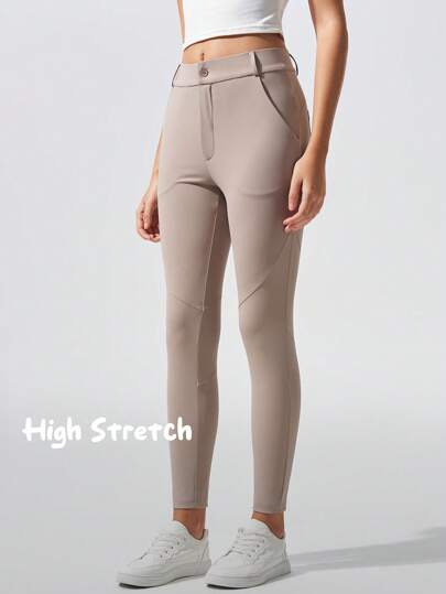 Fluxe Movishi High Stretch Plain Color Casual Stretchy Sports Leggings