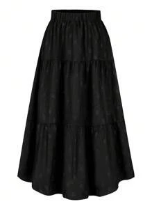 SHEIN Lacomfia 大码女式弹力腰优雅提花针织中长裙