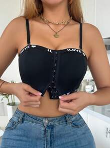 SHEIN 前开式性感文胸（无钢圈） - 黑色 - 查看 1