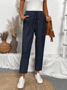 Calvaya Women's Solid Color Simple Everyday Long Pants