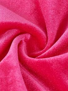 青少年女孩休闲超大蝙蝠袖圆领T恤和喇叭裤天鹅绒套装，玫瑰红色 - 玫紅色 - 查看 9