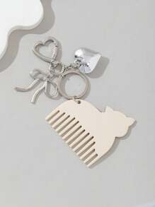 ROMWE Kawaii Peine de plástico con forma de gato lindo y accesorio de llavero para niñas - Gris Claro - Ver 2