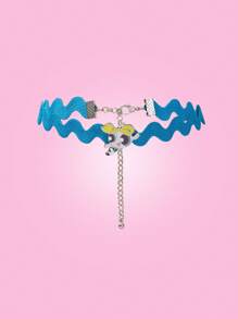 THE POWERPUFF GIRLS X SHEIN Collar colgante azul con diseño de burbujas, moda y lindo
