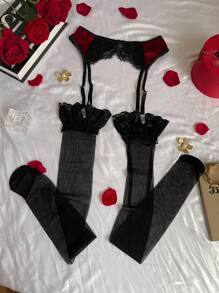 Charlaine Set de 2 piezas de lencería sexy para mujeres: medias de liguero y calcetines