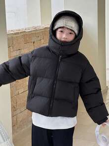 DAZY Tween Boys Padded Coat, Fall Clothes - Black - View 8