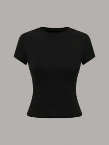 GlowEve 女士纯色圆领短袖休闲百搭T恤，夏季 - 彩色 - 查看 5