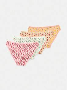 4pcs Cotton Fruit Print Cute Rural Style Comfortable Underwear For Teenagers Girls - Multicolor - View 2