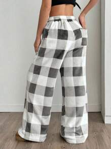 Coolane Women's Casual Front Tie Plaid Pocket Trousers